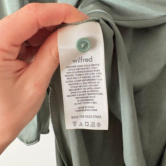 Aritzia Wilfred Anfora Satin Long Sleeve Dress Gallery Green Sage Size 4 - Picture 8 of 9